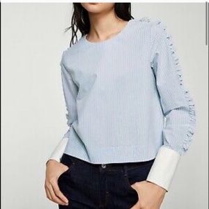 Mango Basic Blue and White Striped long sleeve top